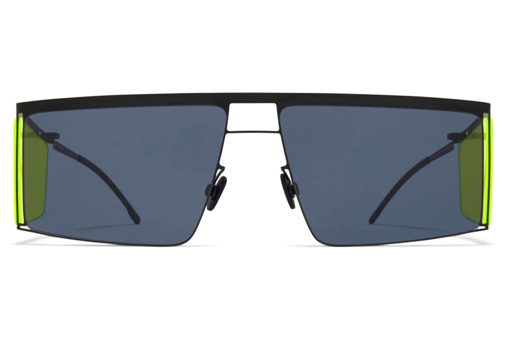 MYKITA x Helmut Lang - HL001 Sunglasses Black/Fluo Yellow Sides with Dark Grey Solid Lenses