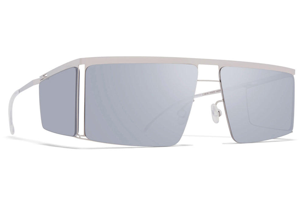 MYKITA x Helmut Lang - HL001 Sunglasses Shiny Silver/Soft Grey Sides with Silver Flash Lenses