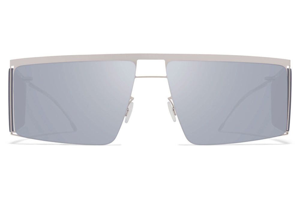 MYKITA x Helmut Lang - HL001 Sunglasses Shiny Silver/Soft Grey Sides with Silver Flash Lenses