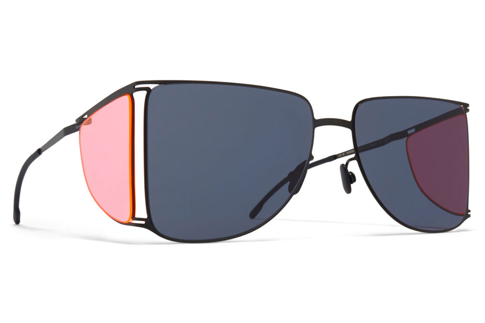MYKITA x Helmut Lang - HL002 Sunglasses Black/Fluo Pink Sides with Dark Grey Solid Lenses