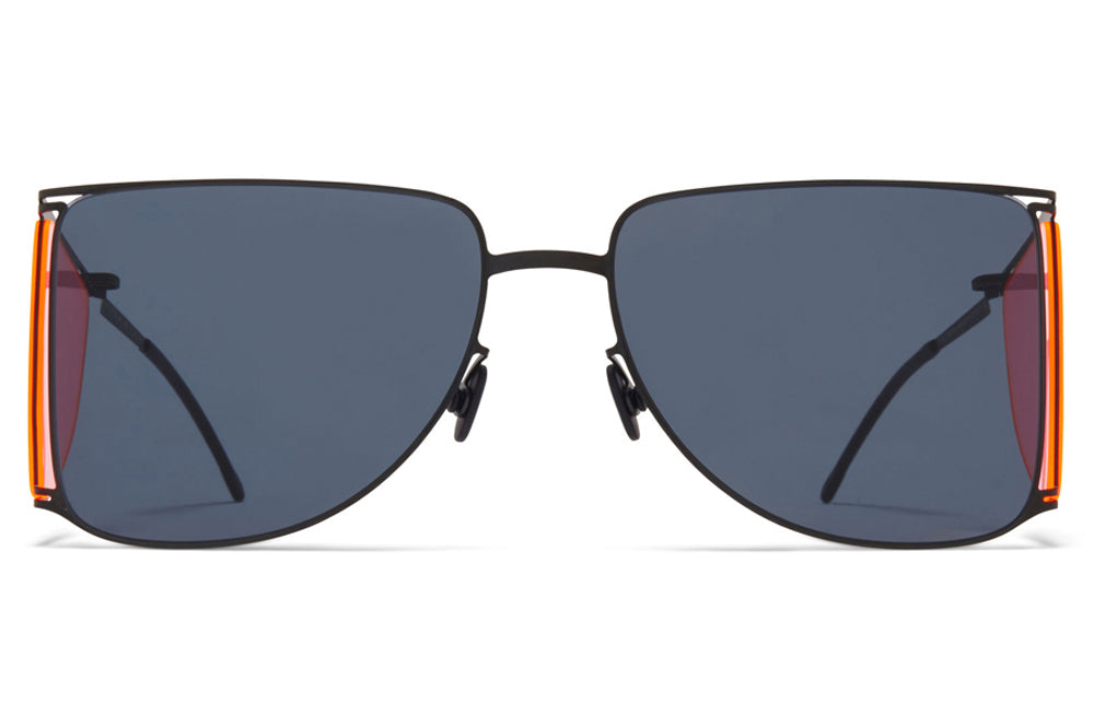 MYKITA x Helmut Lang - HL002 Sunglasses Black/Fluo Pink Sides with Dark Grey Solid Lenses