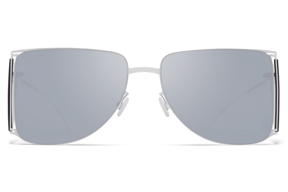 MYKITA x Helmut Lang - HL002 Sunglasses White/Silver Flash Sides with Silver Flash Lenses