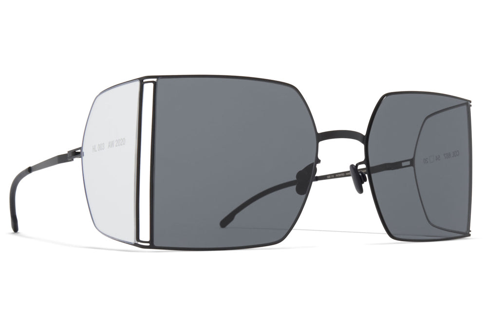 MYKITA x Helmut Lang - HL003 Sunglasses Black/Clear Sides with Dark Grey Solid Lenses
