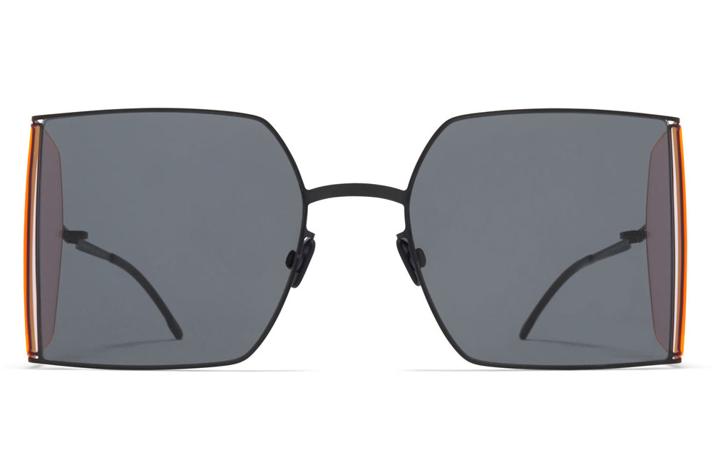 MYKITA x Helmut Lang - HL003 Sunglasses Black/Fluo Pink Sides with Dark Grey Solid Lenses