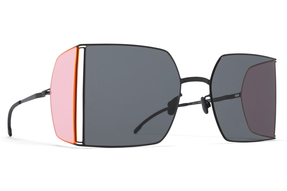 MYKITA x Helmut Lang - HL003 Sunglasses Black/Fluo Pink Sides with Dark Grey Solid Lenses