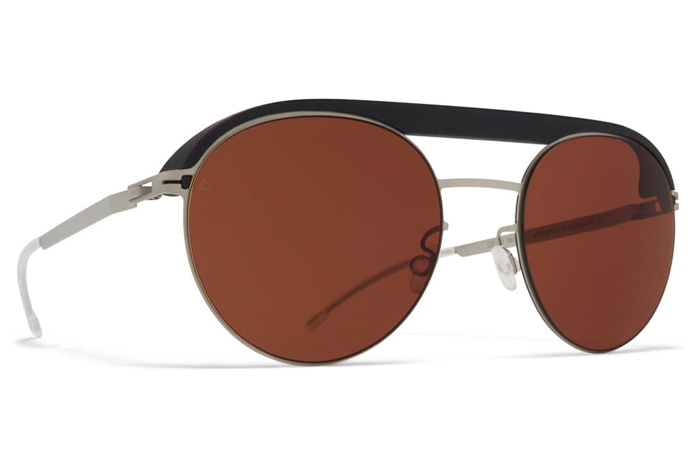 MYKITA | Leica - ML01 Sunglasses MH49 - Pitch Black/Matte Silver with Leica Amber Solid Lenses