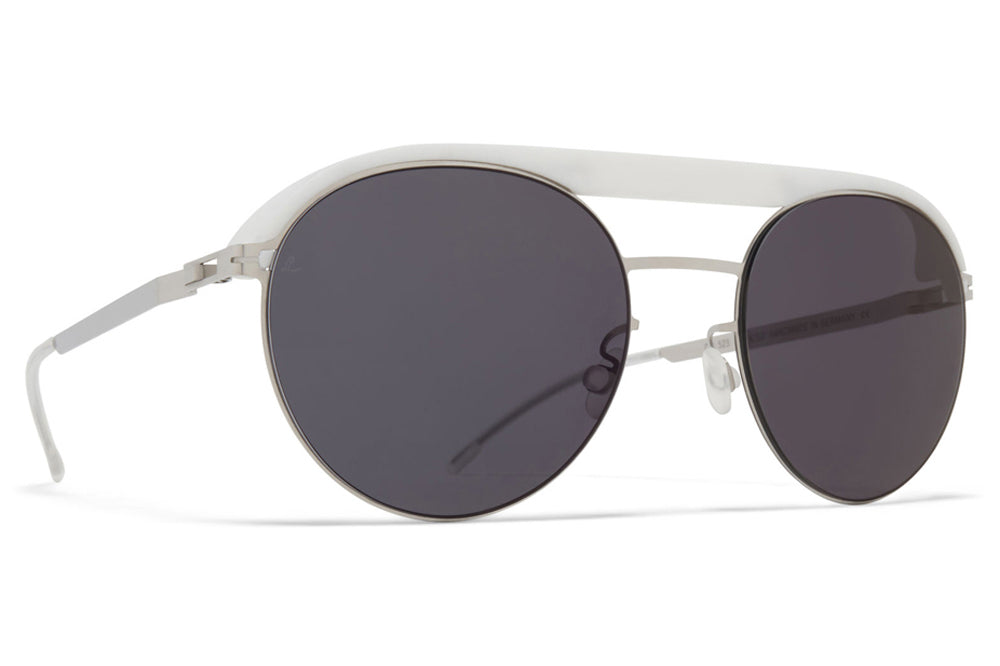 MYKITA | Leica - ML01 Sunglasses MH52 - Signal White/Shiny Silver with Leica Black Solid Lenses