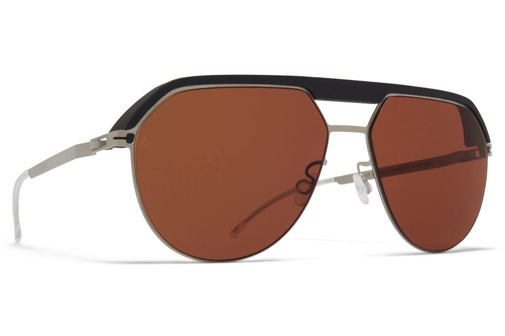 MYKITA | Leica - ML02 Sunglasses MH49 - Pitch Black/Matte Silver with Leica Amber Solid Lenses