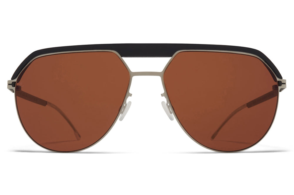 MYKITA | Leica - ML02 Sunglasses MH49 - Pitch Black/Matte Silver with Leica Amber Solid Lenses