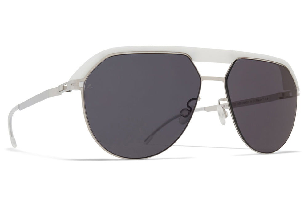 MYKITA | Leica - ML02 Sunglasses MH52 - Signal White/Shiny Silver with Leica Black Solid Lenses