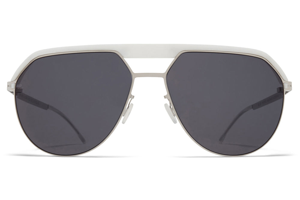 MYKITA | Leica - ML02 Sunglasses MH52 - Signal White/Shiny Silver with Leica Black Solid Lenses