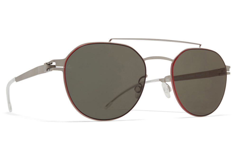 MYKITA | Leica - ML04 Sunglasses Matte Silver with Leica G15 Solid Lenses + Red Edges