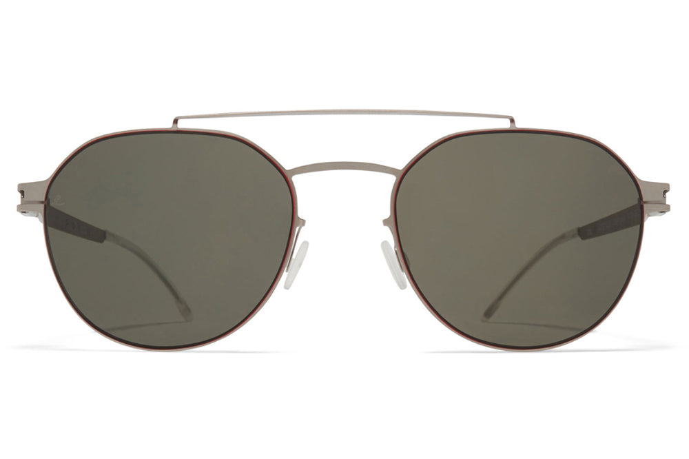 MYKITA | Leica - ML04 Sunglasses Matte Silver with Leica G15 Solid Lenses + Red Edges