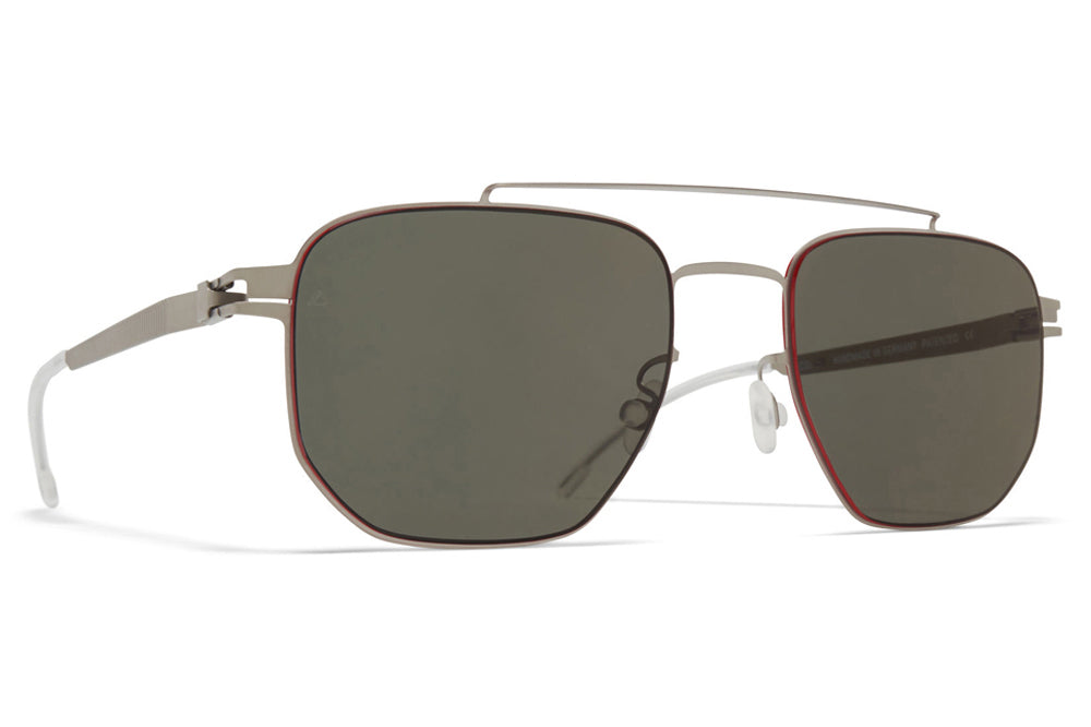 MYKITA | Leica - ML05 Sunglasses Matte Silver with Leica G15 Solid Lenses + Red Edges