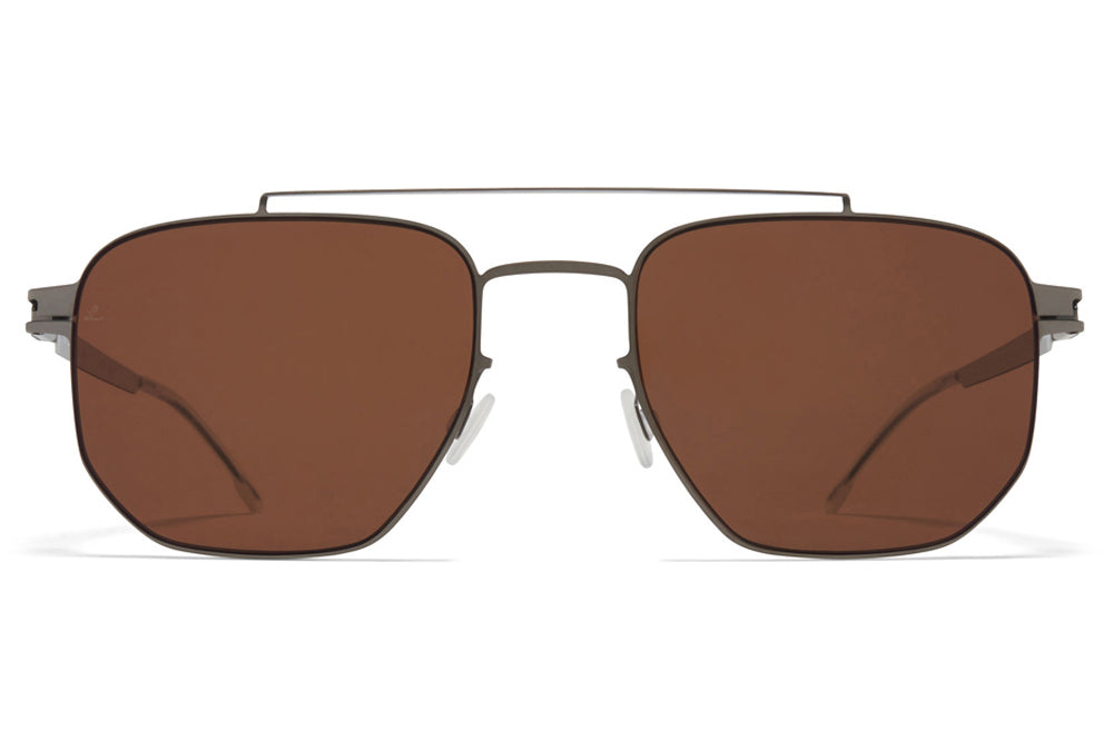MYKITA | Leica - ML05 Sunglasses Shiny Graphite/Safari Green with Leica Brown Polarized Lenses