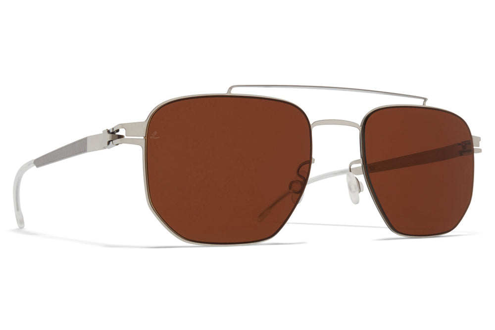 MYKITA | Leica - ML05 Sunglasses Shiny Silver/Titan Grey with Leica Amber Solid Lenses