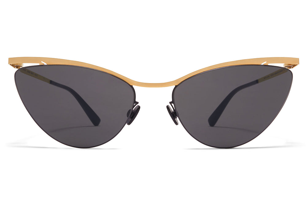 MYKITA LESSRIM - Mizuho Sunglasses Gold/Black with Dark Grey Solid Lenses