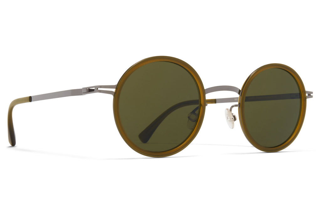 MYKITA | Eetu Sunglasses Shiny Graphite/Matte Peridot with Raw Green Solid Lenses