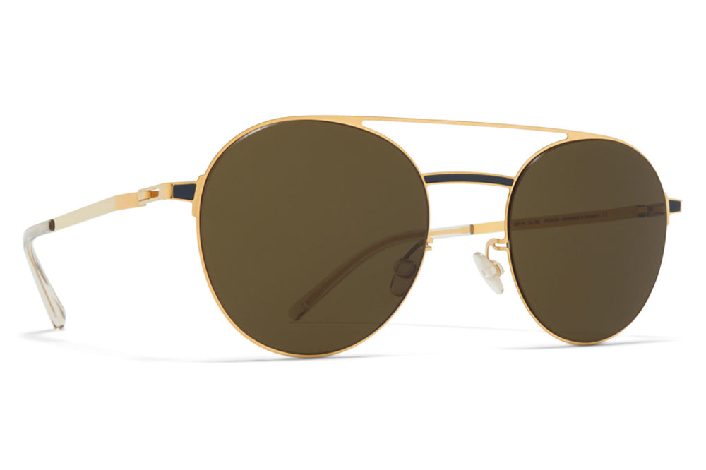 MYKITA - Eri Sunglasses Gold/Indigo with Raw Green Solid Lenses