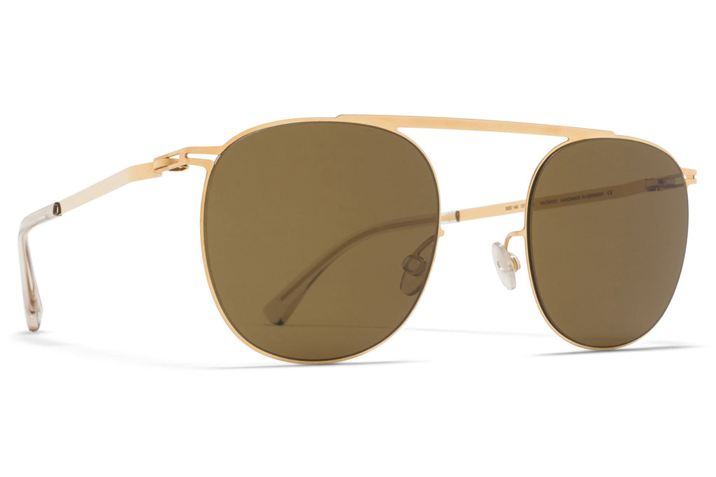 MYKITA - Erling Sunglasses Glossy Gold with Raw Brown Solid Lenses