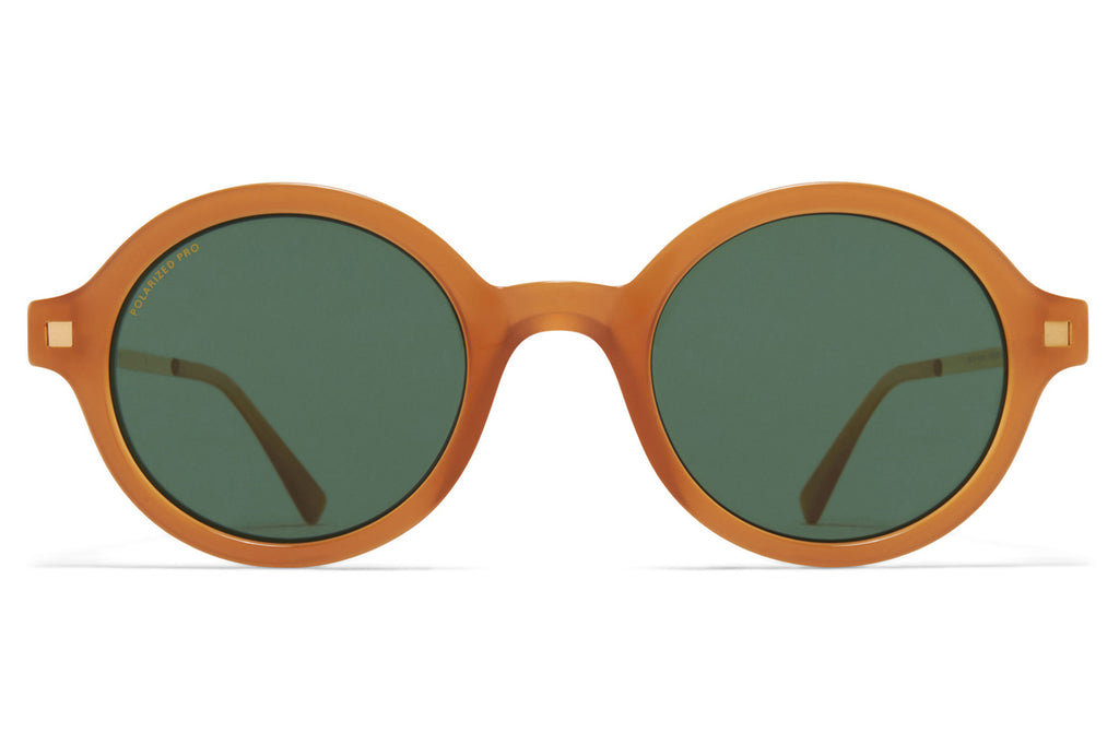 MYKITA - Esbo Sunglasses Brown/Dark Brown/Glossy Gold with Polarized Pro Green 15 Lenses