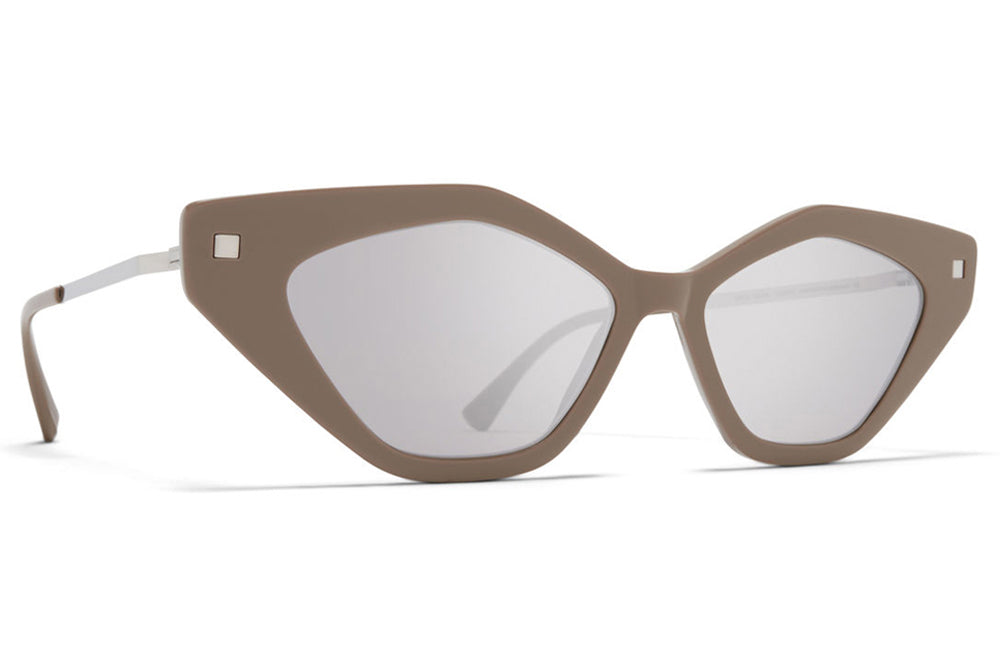 MYKITA - Gapi Sunglasses Brown Grey/Shiny Silver with Warm Grey Flash Lenses