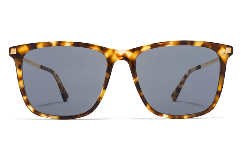 MYKITA Sunglasses - Jovva Cocoa Sprinkles/Glossy Gold with Dark Blue Solid Lenses