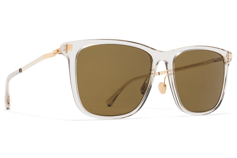MYKITA Sunglasses - Jovva with Nose Pads Champagne/Glossy Gold with Raw Brown Solid Lenses