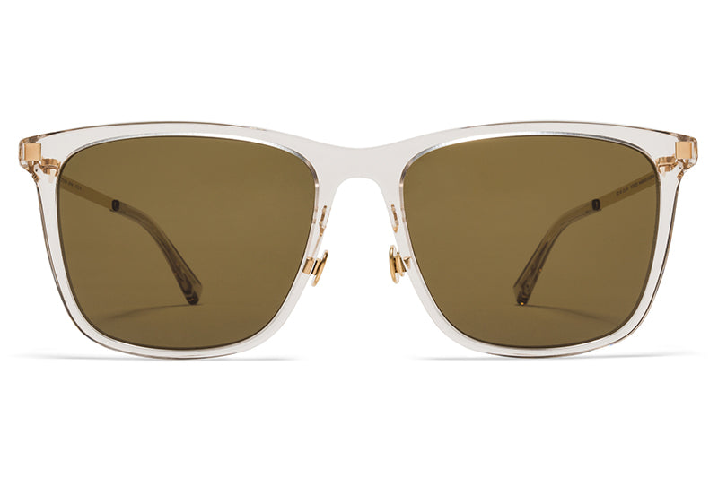 MYKITA Sunglasses - Jovva with Nose Pads Champagne/Glossy Gold with Raw Brown Solid Lenses