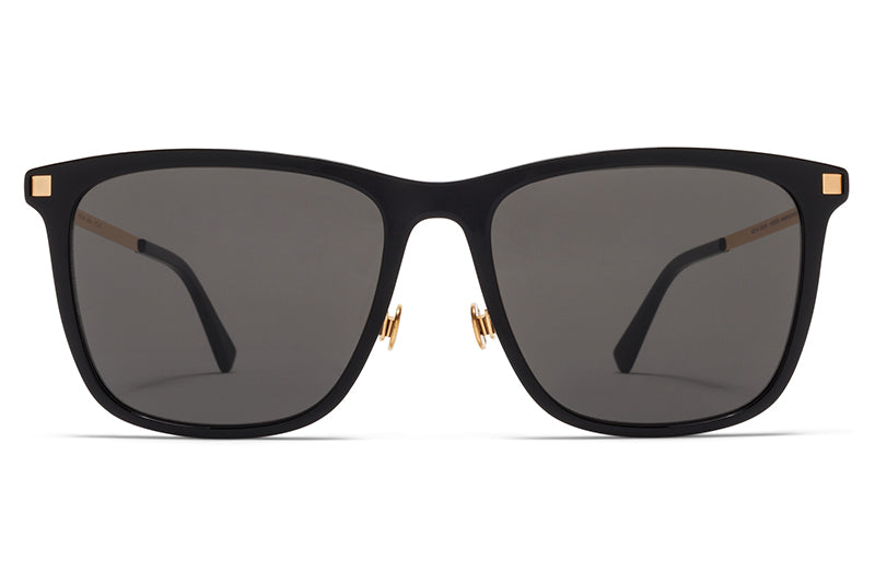 MYKITA Sunglasses - Jovva with Nose Pads Black/Glossy Gold with Dark Grey Solid Lenses