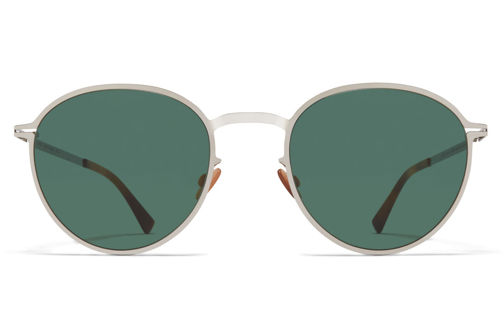 MYKITA - Kasimir Sunglasses Shiny Silver with Dark Green Solid Lenses