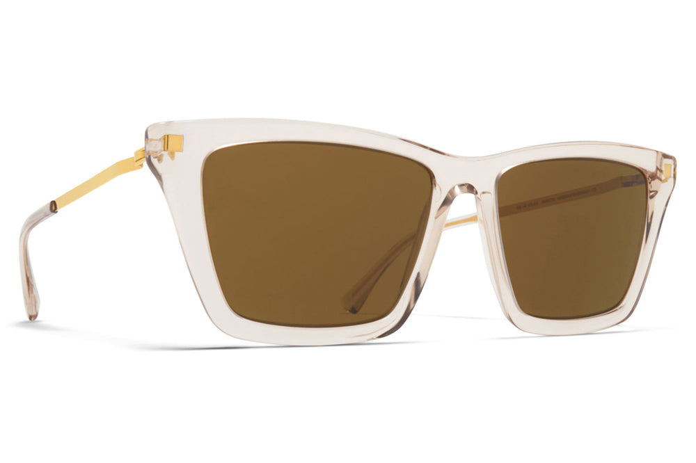 MYKITA - Kiska Sunglasses Champagne/Glossy Gold with Raw Brown Solid Lenses