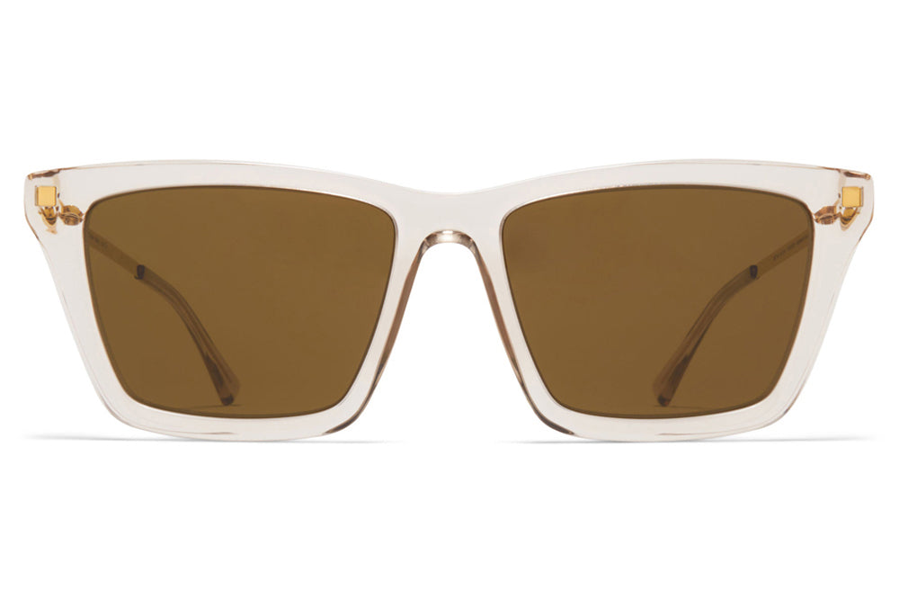 MYKITA - Kiska Sunglasses Champagne/Glossy Gold with Raw Brown Solid Lenses