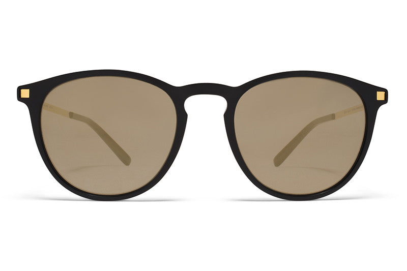 MYKITA Sunglasses - Nukka Black/Glossy Gold with Brilliant Grey Solid Lenses