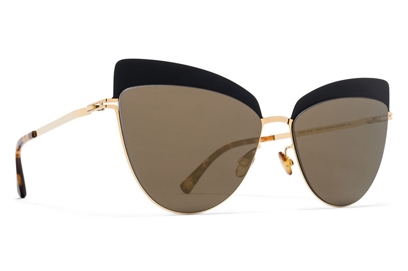MYKITA Sunglasses - Svea Gold/Jet Black with Brilliant Grey Solid Lenses