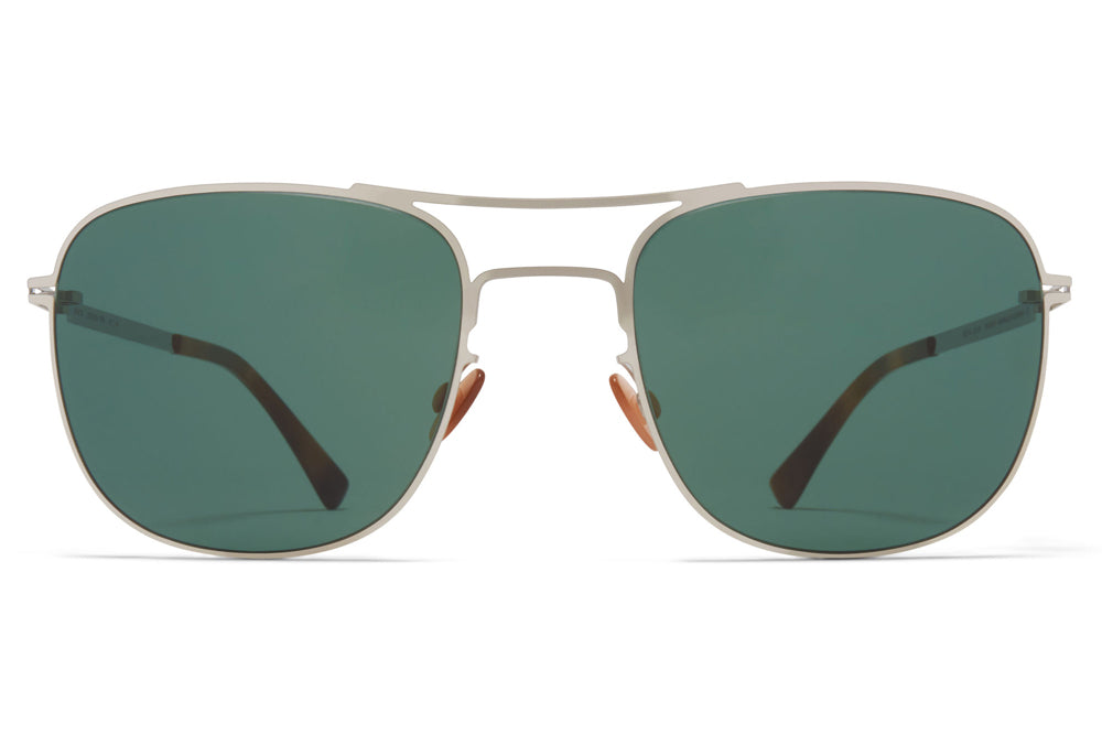 MYKITA - Vito Sunglasses Shiny Silver with Dark Green Solid Lenses