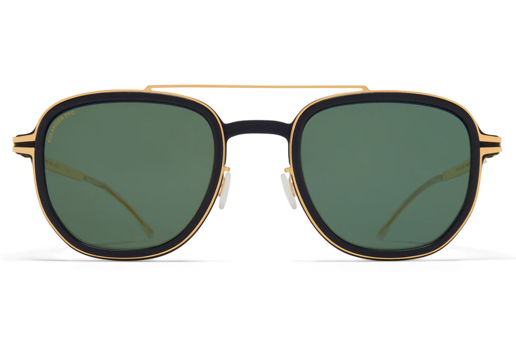 MYKITA Mylon - Alder Sunglasses MH7 - Pitch Black/Glossy Gold with Polarized Pro Green 15 Lenses