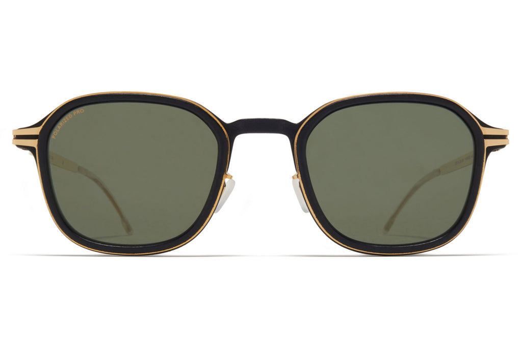 MYKITA Mylon - Fir Sunglasses MH7 - Pitch Black/Glossy Gold with Polarized Pro Green 15 Lenses