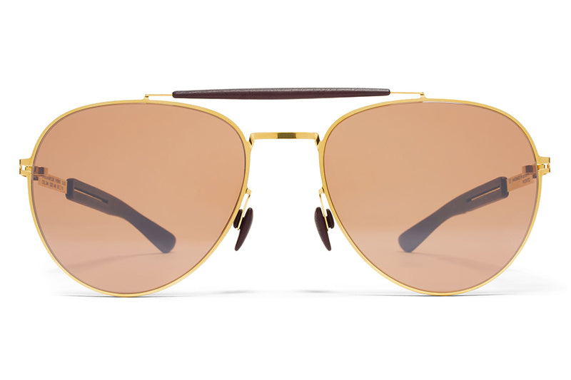 MYKITA Mylon Sunglasses - Sloe MH2 - Gold/Ebony Brown with Sienna Brown Flash Lenses