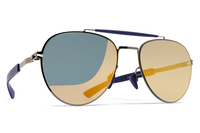 MYKITA Mylon Sunglasses - Sloe MH4 - Shiny Graphite/Navy Blue with Pearly Gold Flash Lenses