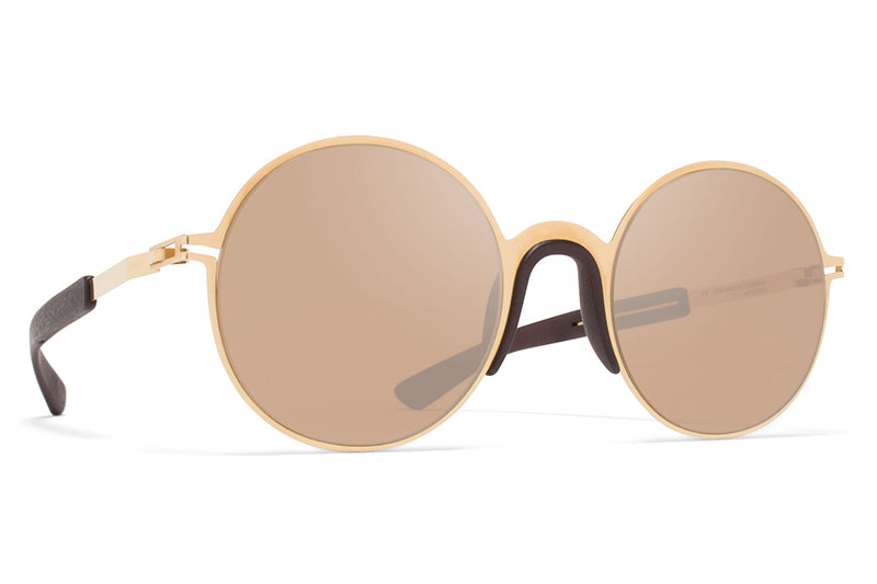 MYKITA Mylon Sunglasses - Ivy MH2 - Gold/Ebony Brown with Sienna Brown Flash Lenses