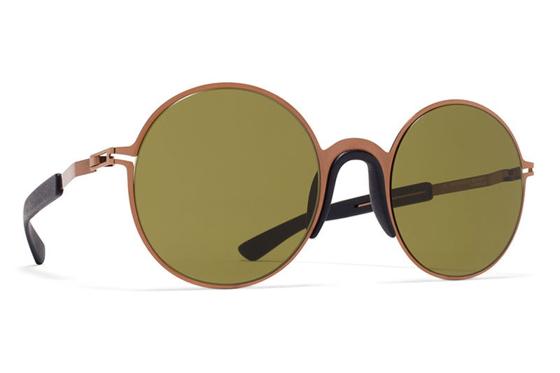 MYKITA Mylon Sunglasses - Ivy MH5 - Shiny Copper/Pitch Black with Holly Green Solid Lenses