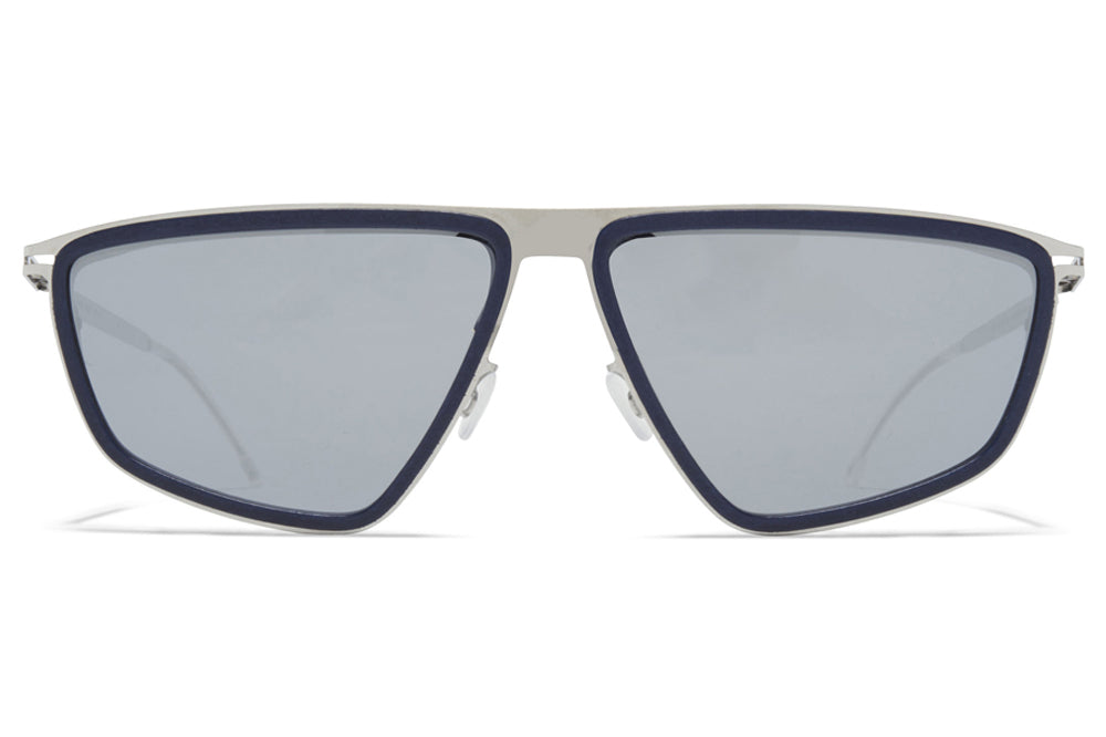 MYKITA MYLON - Tribe Sunglasses MH10 - Navy Blue/Shiny Silver with Silver Flash Lenses