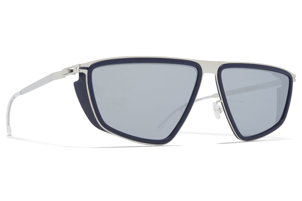 MYKITA MYLON - Tribe Sunglasses MH10 - Navy Blue/Shiny Silver with Silver Flash Lenses