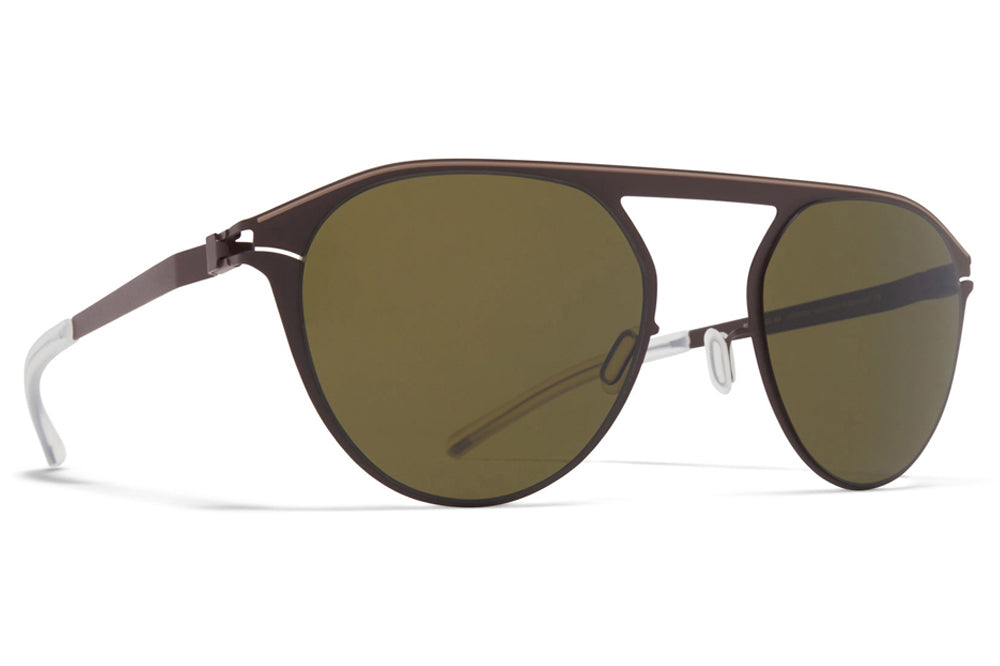 MYKITA - Paulin Sunglasses Dark Brown/Dark Sand with Raw Green Solid Lenses