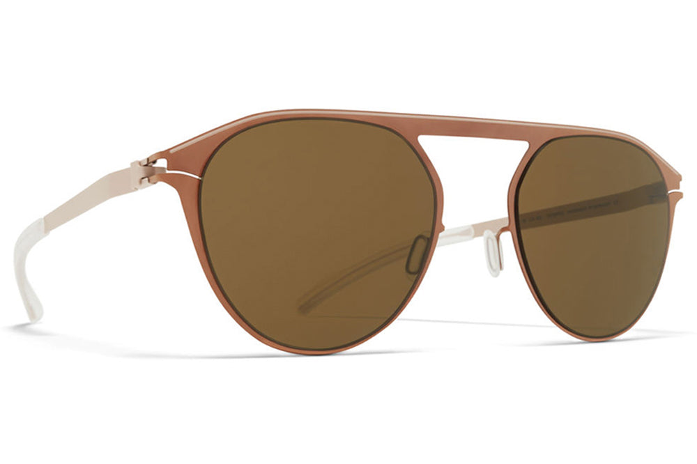 MYKITA - Paulin Sunglasses Shiny Copper/Camou Green with Raw Brown Solid Lenses