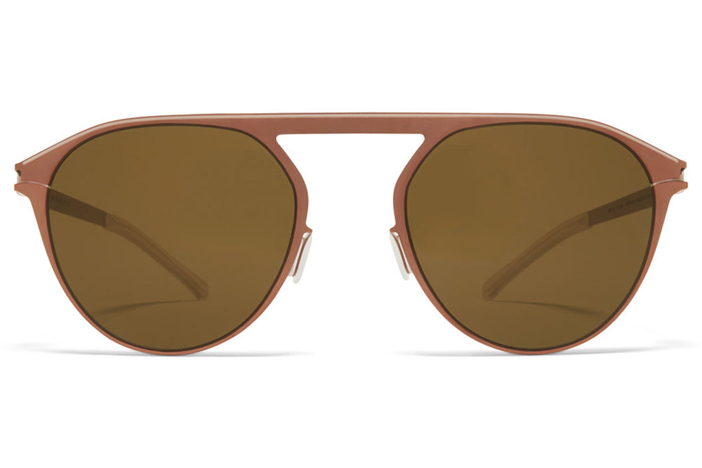 MYKITA - Paulin Sunglasses Shiny Copper/Camou Green with Raw Brown Solid Lenses