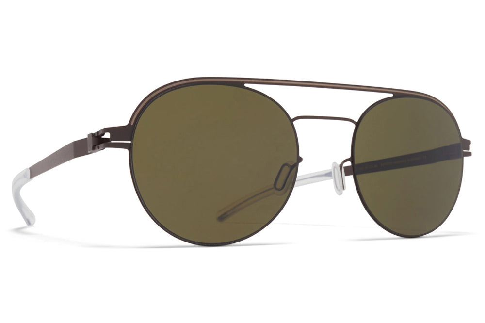 MYKITA - Turner Sunglasses Dark Brown/Dark Sand with Raw Green Solid Lenses