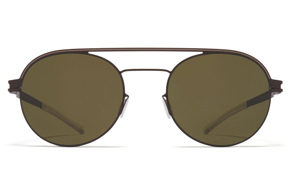 MYKITA - Turner Sunglasses Dark Brown/Dark Sand with Raw Green Solid Lenses