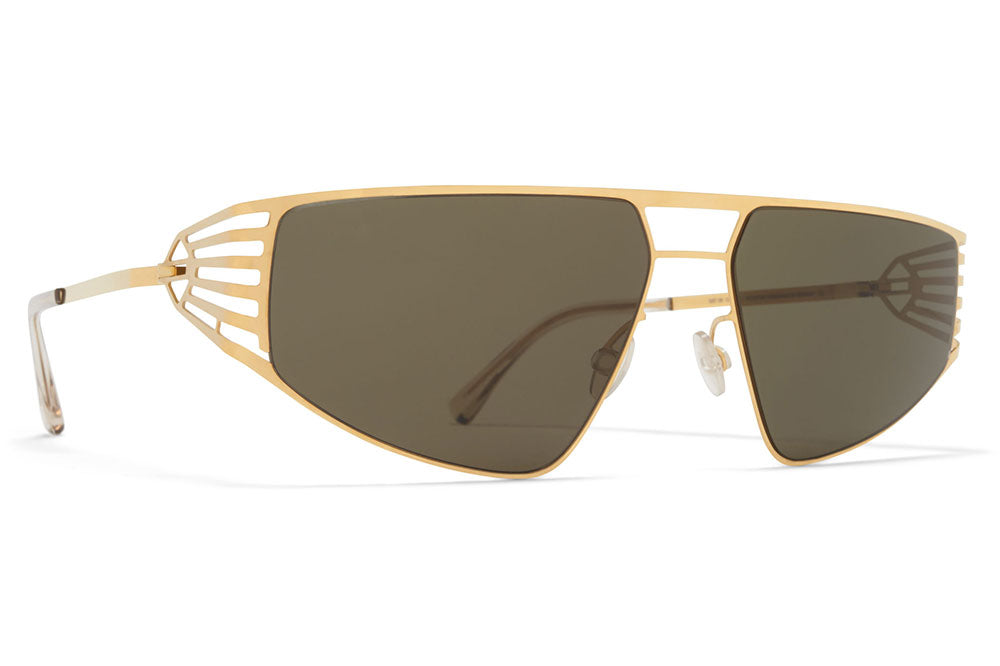 MYKITA STUDIO - Studio 8.1 Sunglasses Glossy Gold with Raw Green Solid Lenses